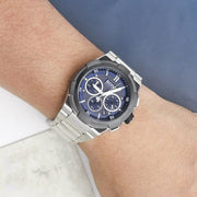 Hugo Boss Supernova Chronograph Blue Dial Silver Steel Strap Watch for Men - 1513360