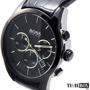 Hugo Boss Onyx Black Dial Black Leather Strap Watch for Men - 1513367