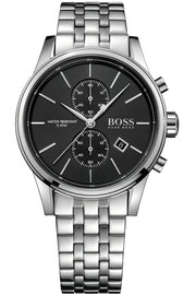 Hugo Boss Jet Chronograph Black Dial Silver Steel Strap Watch for Men - 1513383
