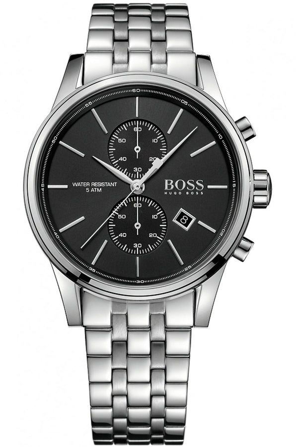 Hugo Boss Jet Chronograph Black Dial Silver Steel Strap Watch for Men - 1513383
