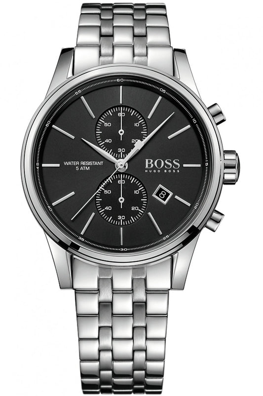 Hugo Boss Jet Chronograph Black Dial Silver Steel Strap Watch for Men - 1513383