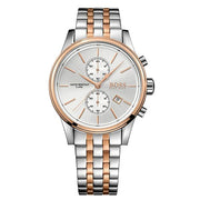 Hugo Boss Jet Chronograph Silver Dial Two Tone Steel Strap Watch for Men - 1513385