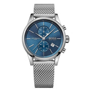 Hugo Boss Jet Chronograph Blue Dial Silver Mesh Bracelet Watch for Men - 1513441