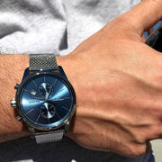 Hugo Boss Jet Chronograph Blue Dial Silver Mesh Bracelet Watch for Men - 1513441