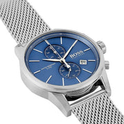 Hugo Boss Jet Chronograph Blue Dial Silver Mesh Bracelet Watch for Men - 1513441