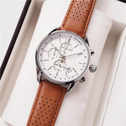 Hugo Boss Grand Prix Chronograph White Dial Brown Leather Strap Watch for Men - 1513475