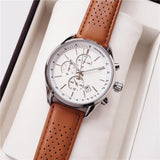 Hugo Boss Grand Prix Chronograph White Dial Brown Leather Strap Watch for Men - 1513475