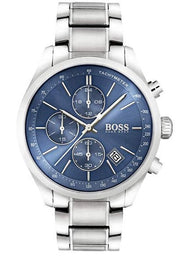 Hugo Boss Grand Prix Chronograph Blue Dial Silver Steel Strap Watch for Men - 1513478