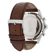 Hugo Boss Navigator Chronograph White Dial Brown Leather Strap Watch for Men - 1513495