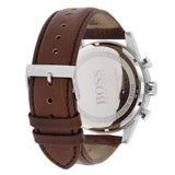 Hugo Boss Navigator Chronograph White Dial Brown Leather Strap Watch for Men - 1513495