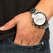 Hugo Boss Rafale Competitive Sport Chronograph Silver Dial Silver Steel Strap Watch for Men - 1513511
