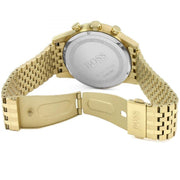 Hugo Boss Navigator Chronograph Black Dial Gold Steel Strap Watch for Men - 1513531