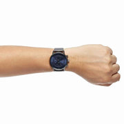 Hugo Boss Architectural Chronograph Blue Dial Grey Steel Strap Watch for Men - 1513574