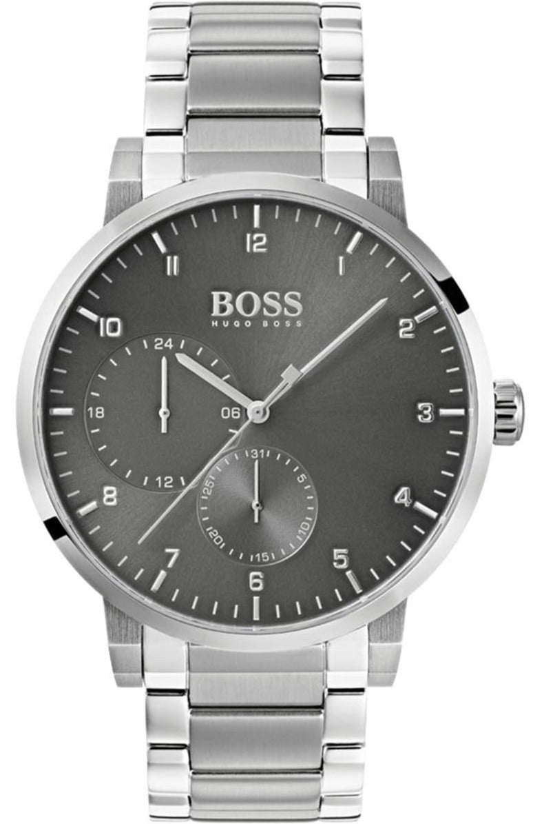 Hugo Boss Oxygen Chronograph Grey Dial Silver Steel Strap Watch for Men - 1513596