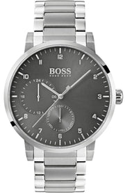 Hugo Boss Oxygen Chronograph Grey Dial Silver Steel Strap Watch for Men - 1513596