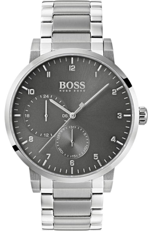 Hugo Boss Oxygen Chronograph Grey Dial Silver Steel Strap Watch for Men - 1513596
