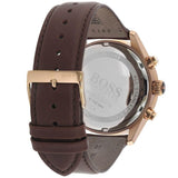 Hugo Boss Grand Prix Chronograph Blue Dial Brown Leather Strap Watch for Men - 1513604