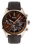 Hugo Boss Grand Prix Chronograph Brown Dial Brown Leather Strap Watch for Men - 1513605