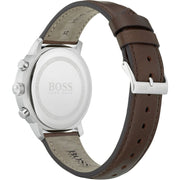 Hugo Boss Attitude White Dial Brown Leather Strap Watch for Men - 1513609