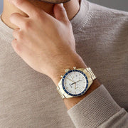 Hugo Boss Trophy Chronograph White Dial Gold Steel Strap Watch for Men - 1513631