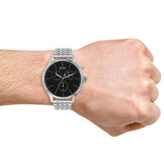 Hugo Boss Companion Black Dial Silver Steel Strap Watch for Men - 1513652