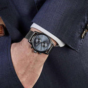 Hugo Boss Jet Chrongraph Blue Dial Gunmetal Grey Mesh Bracelet Watch for Men  - 1513677