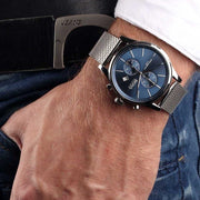 Hugo Boss Jet Chrongraph Blue Dial Gunmetal Grey Mesh Bracelet Watch for Men  - 1513677