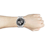 Hugo Boss Ikon Chronograph Black Dial Silver Steel Strap Watch for Men - 1512965