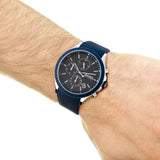 Hugo Boss Velocity Chronograph Black Dial Blue Rubber Strap Watch for Men - 1513717
