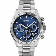 Hugo Boss Ikon Chronograph Blue Dial Silver Steel Strap Watch for Men - 1512963