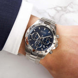 Hugo Boss Hero Sport Chronograph Blue Dial Silver Steel Strap Watch for Men - 1513755