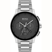 Hugo Boss Peak Chronograph Black Dial Silver Steel Strap Watch for Men - 1513762