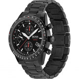 Hugo Boss Aero Chronograph Black Dial Black Steel Strap Watch for Men - 1513771
