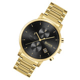 Hugo Boss Integrity Chronograph Black Dial Gold Steel Strap Watch for Men - 1513781