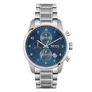 Hugo Boss Skymaster Chronograph Blue Dial Silver Steel Strap Watch for Men - 1513784