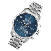 Hugo Boss Skymaster Chronograph Blue Dial Silver Steel Strap Watch for Men - 1513784