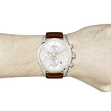 Hugo Boss Skymaster Chronograph White Dial Brown Leather Strap Watch for Men - 1513786