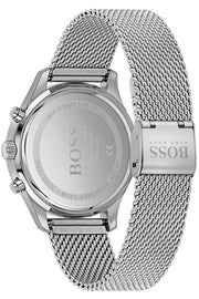 Hugo Boss Associate Chronograph Black Dial Silver Mesh Bracelet Watch for Men - 1513805