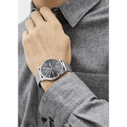 Hugo Boss Associate Chronograph Black Dial Silver Mesh Bracelet Watch for Men - 1513805