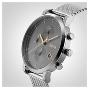 Hugo Boss Integrity Chronorgaph Grey Dial Silver Mesh Bracelet Watch for Men - 1513807