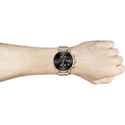 Hugo Boss Integrity Chronograph Black Dial Rose Gold Mesh Bracelet Watch for Men - 1513808