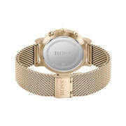 Hugo Boss Integrity Chronograph Black Dial Rose Gold Mesh Bracelet Watch for Men - 1513808