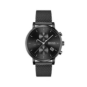 Hugo Boss Integrity Chronograph Black Dial Black Mesh Bracelet Watch for Men - 1513813