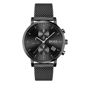 Hugo Boss Integrity Chronograph Black Dial Black Mesh Bracelet Watch for Men - 1513813