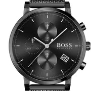 Hugo Boss Integrity Chronograph Black Dial Black Mesh Bracelet Watch for Men - 1513813