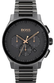 Hugo Boss Peak Chronograph Black Dial Black Steel Strap Watch for Men - 1513814