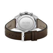 Hugo Boss Navigator Chronograph White Dial Brown Leather Strap Watch for Men - 1513495