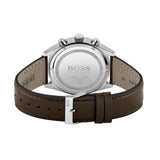 Hugo Boss Navigator Chronograph White Dial Brown Leather Strap Watch for Men - 1513495