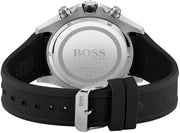 Hugo Boss Globetrotter Chronograph Black Dial Black Silicone Strap Watch for Men - 1513820