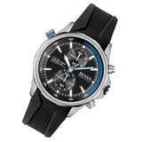 Hugo Boss Globetrotter Chronograph Black Dial Black Silicone Strap Watch for Men - 1513820
